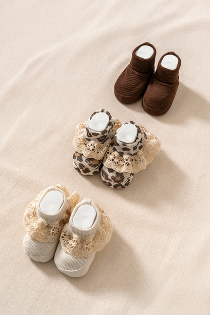 3'lü Fitilli Enesek Bebek Patiği Leopar Koleksiyonu