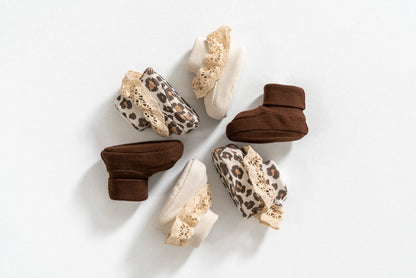 3'lü Fitilli Enesek Bebek Patiği Leopar Koleksiyonu