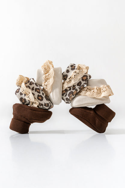 3'lü Fitilli Enesek Bebek Patiği Leopar Koleksiyonu
