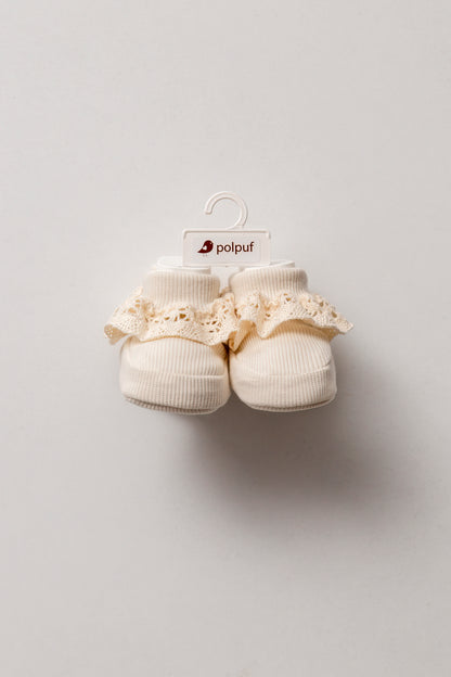 Açık Bej Dantelli Patik